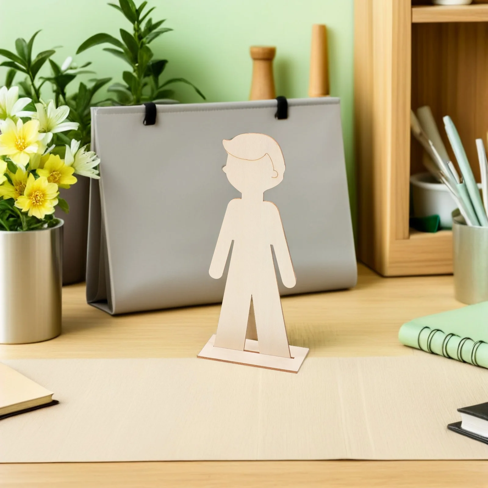 

40Pcs Handmade Wood Slice Decor: Blank Wooden People Figures for School Party Home Decoration Craft Supplies Creative Fun