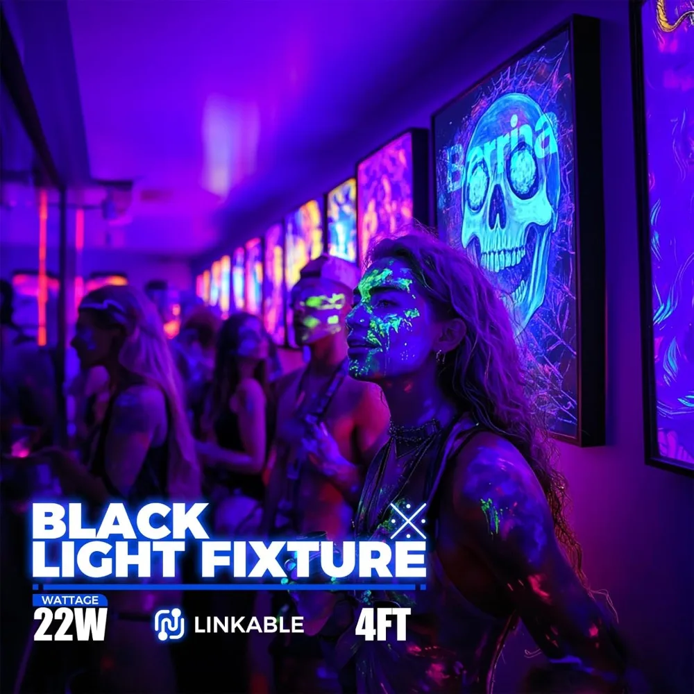 

УФ-светодиодная панель Blacklight, 22 Вт, 4 фута, встроенная лампа T5, черный светильник для плаката Blacklight, украшения на Хэллоуин