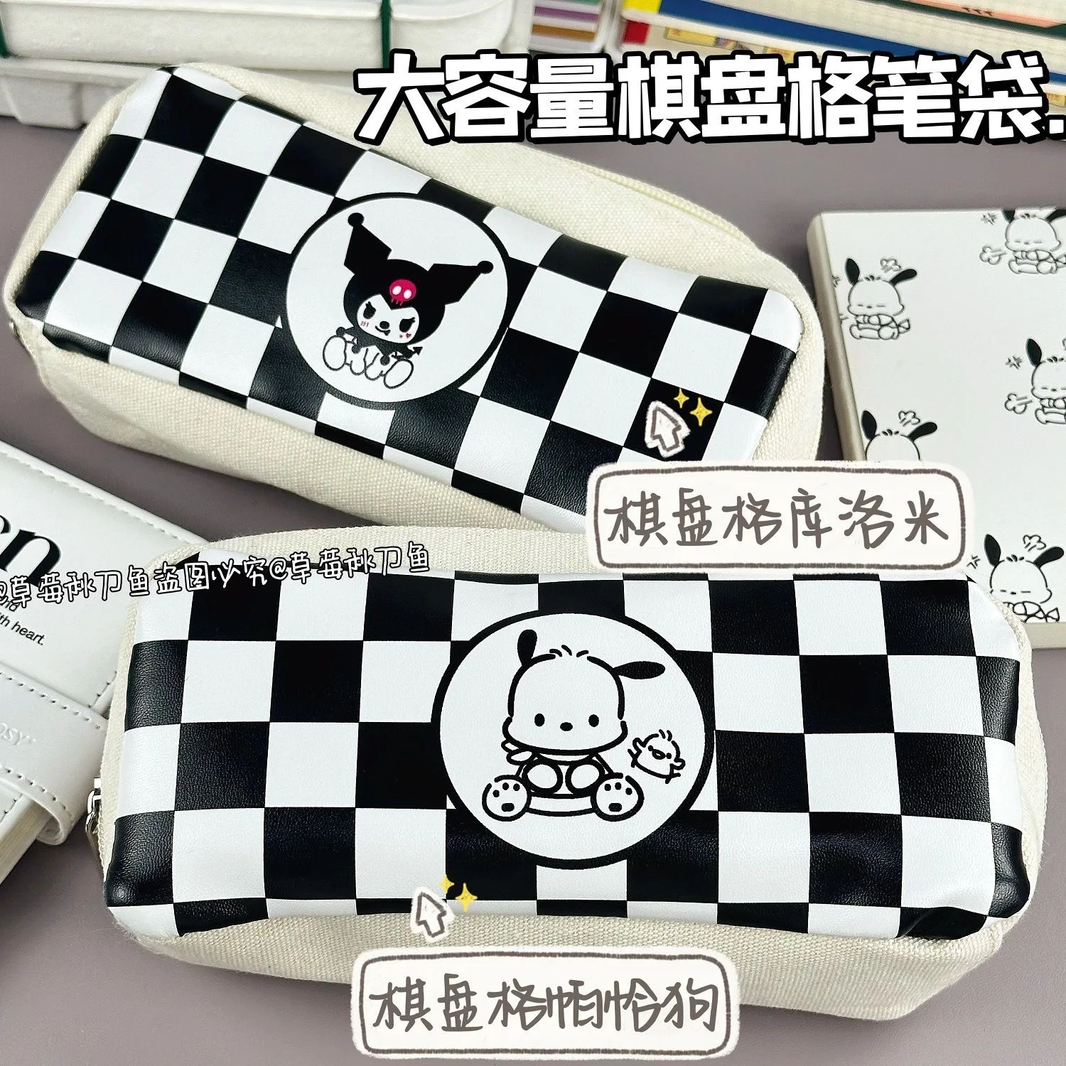 

Sanrio Pochacco Pen Case Cartoon Cute High Beauty Large Capacity Black and White Pen Case Girl Gift