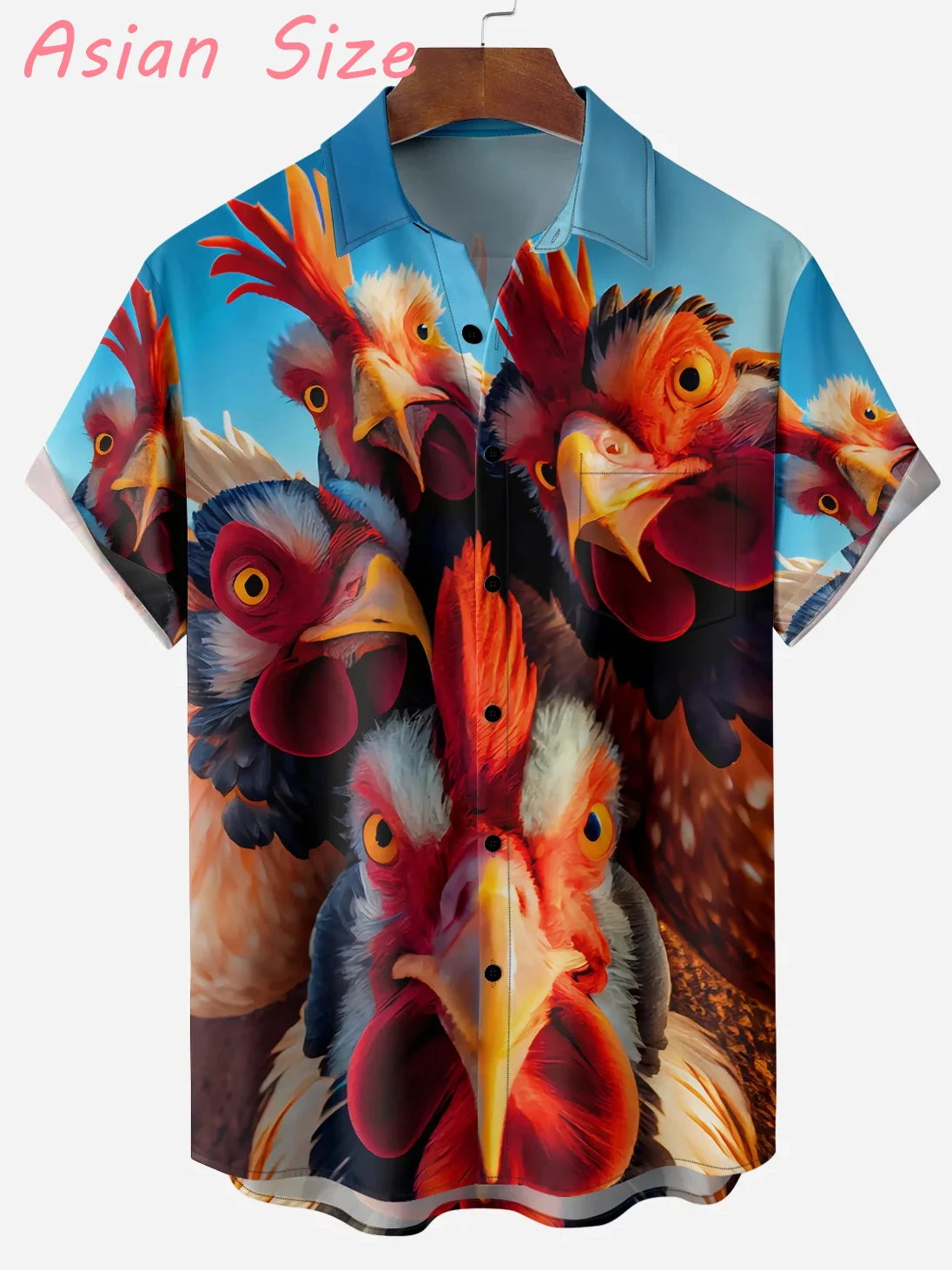 

2025 Rooster Beach Party Hawaiian Shirts Unisex Trendy Cartoon Animal Shirt Short Sleeve Blouse Harajuku Vacation Camisa Clothes