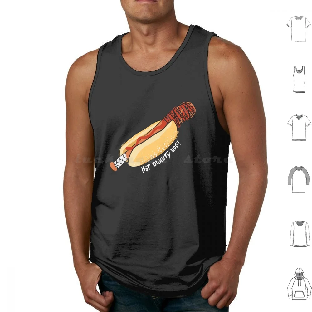 Negan & Lucille Hotdog Tank Tops Print Cotton Negan Walking Dead The Walking Dead Lucille Hotdog Baseball Bat Hot Diggity