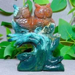 Ocean Jasper Owl Crystal Natural Stone Quartz Stone Minerals Home Decoration Reiki Craft Gifts Energy Healing Spiritual Love