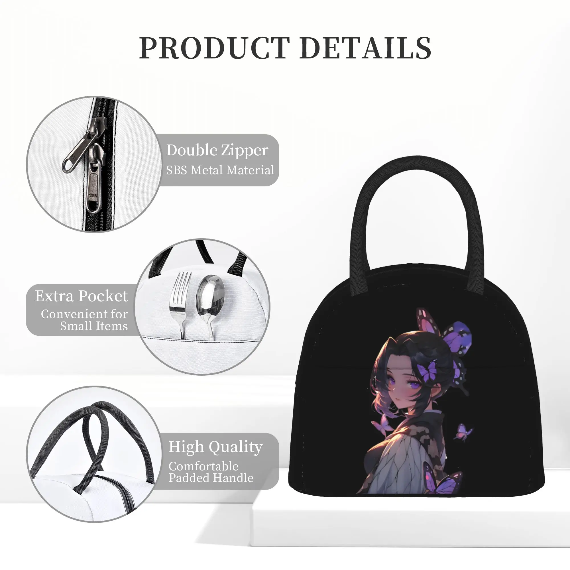 Kocho Shinobu Demons Anime Insulated Lunch Bags Large   Meal Container Thermal Bag Tote Lunch Box Work  Picnic Bento Pouch view 5