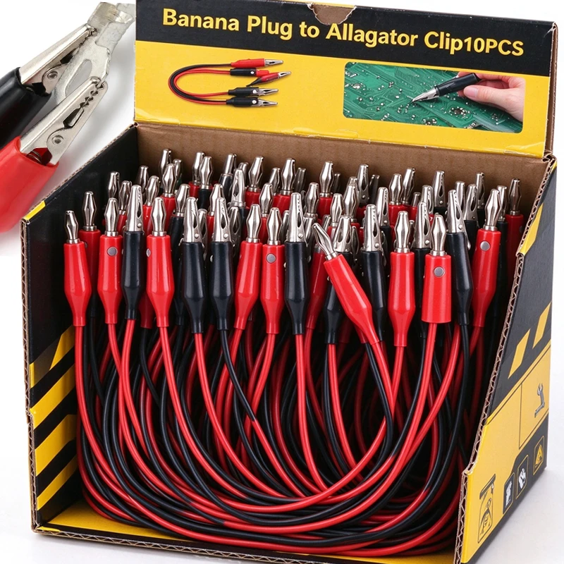 4mm Banana Plug To Alligator Clip Multimeter Test Leads Electrical Test Equipment Leads Oscilloscopes Two-End Connector Supplies