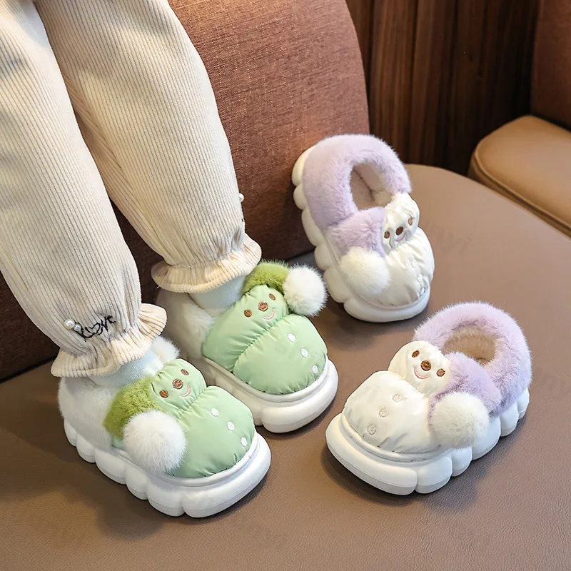 Children Cotton Shoes 2025 Winter Plush Cotton Slippers Boys Girls Cute Cartoon Comfort Anti Slip Indoor Cold-proof Warm Shoes