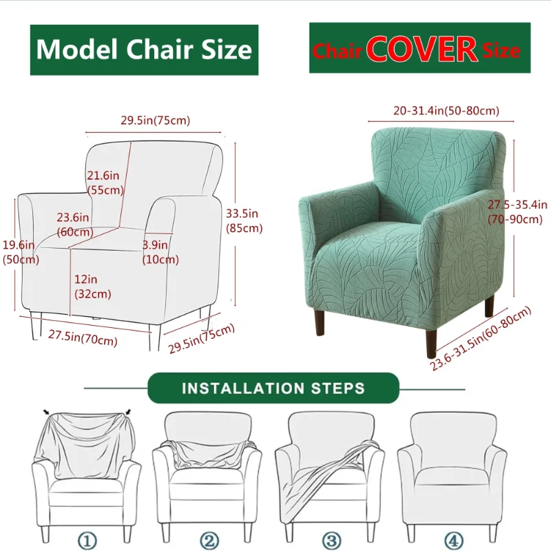 1PC Tub Bar Sofa Cover Jacquard Single Club Armchair Cover Stretch Solid Color Furniture Dust Covers for Counter Living Room