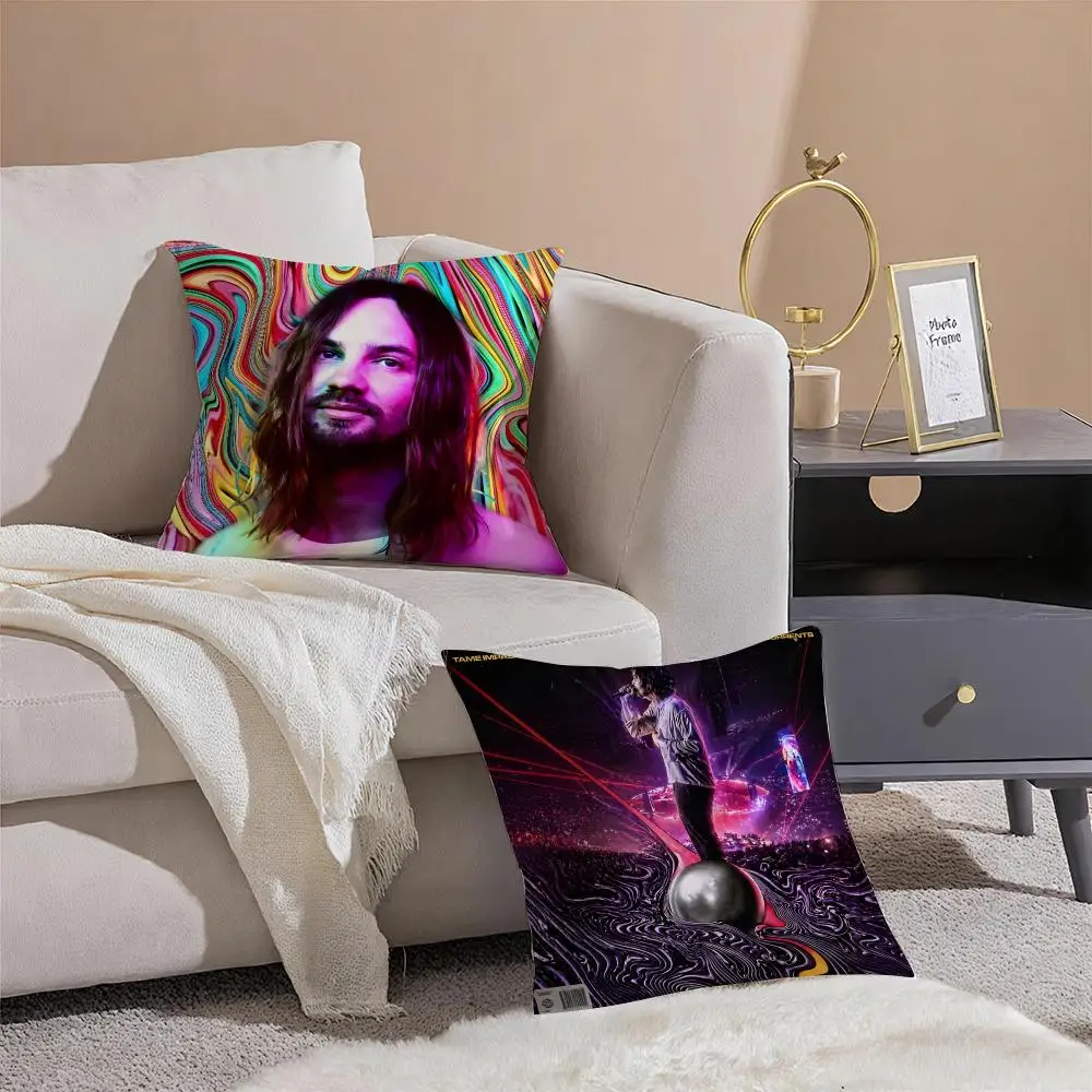 Band T-Tame Impala Cushion Cover Silky Short Plush Invisible Zipper Dustproof Sofa Pillow Case for Home Decor