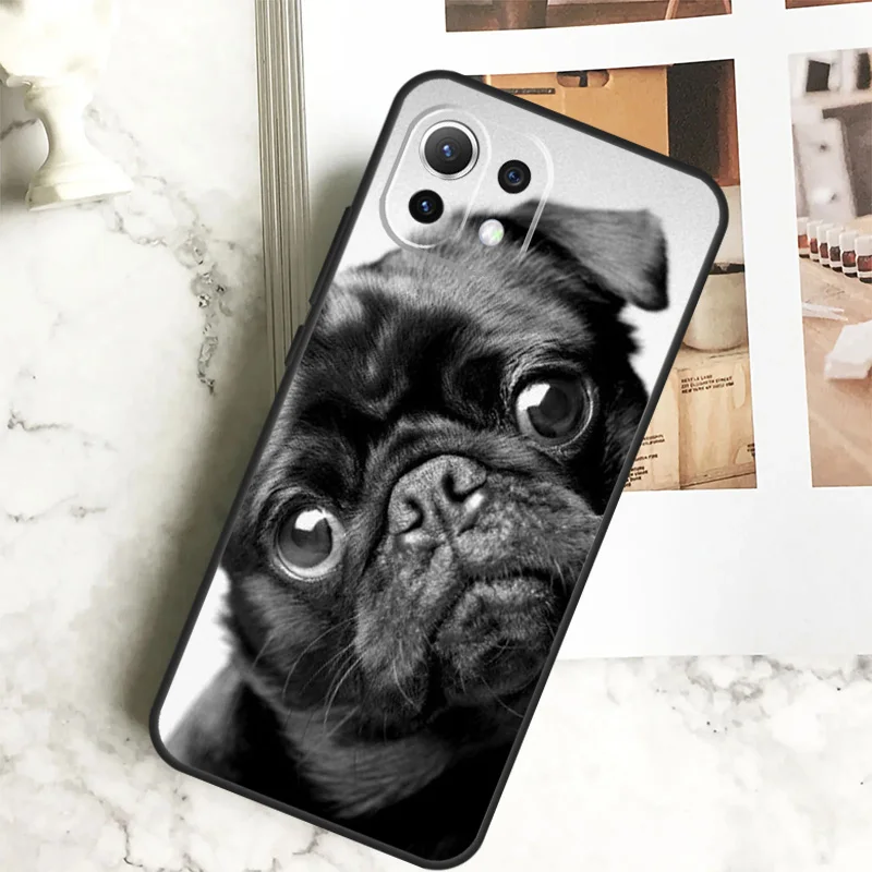 Cute Black Pug Dog Case For Xiaomi 14 Pro 13 Ultra 11T 12T 13T 12 Lite POCO X6 Pro M6 X3 X4 X5 M5s F3 F5 Cover