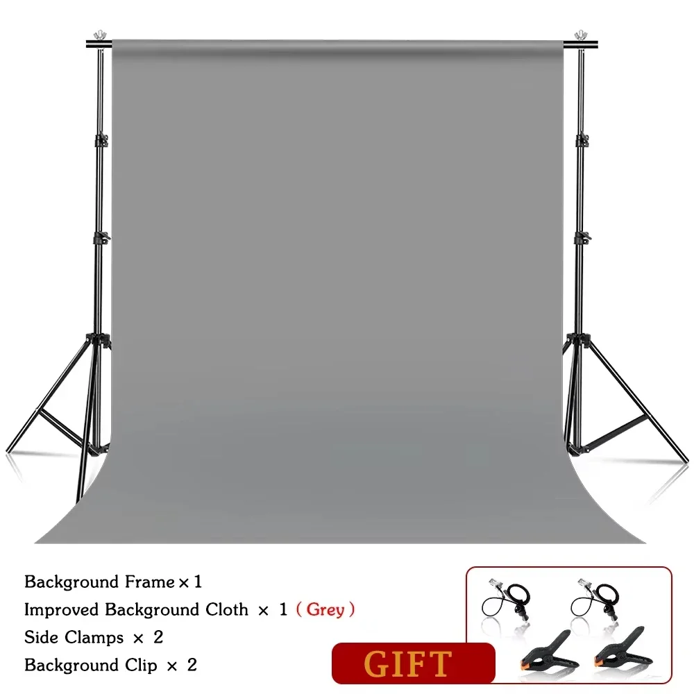Kit de support de fond de scène 2x2M/2x3M/2.6x3M avec fonds verts, blancs, noirs et gris – Support portable réglable pour la photographie et la vidéo