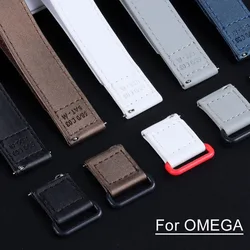 20mm Leather Watchband for Omega for Swatch for MoonSwatch Co-Branded Canvas Watch Strap Quick Release Men Women Sport Bracelet