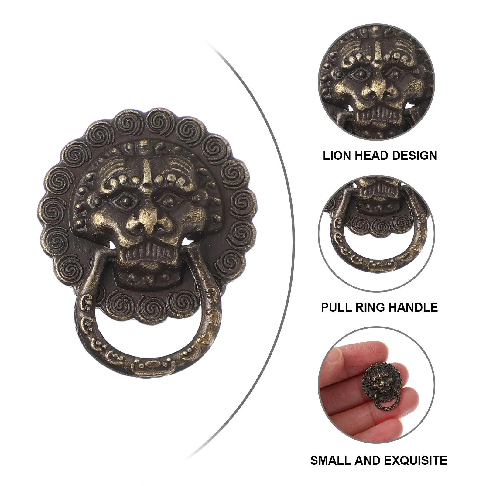 

24pcs 20Mm Decorative Drawer Handles Lion Head Furniture Pulls Zinc Alloy Cabinet Knobs Wine Box Pull Ring Bronze Finish Durable