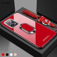 Tempered Glass Magnetic Ring Stand Holder Case For Redmi Note 12 Turbo 12 Pro Plus Shockproof Lanyard Cover For POCO F5 5G M5 M4