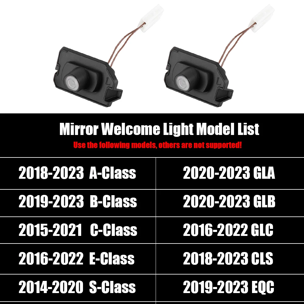 Car Rearview Mirror Projector Light Benz Emblem Welcome Lamp For Mercedes-Benz A/B/C/E/S Class GLA GLB GLC GLS EQC Not universal