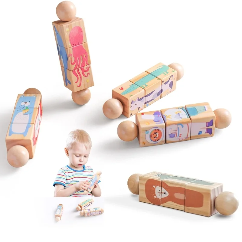 

1PC Детские деревянные игрушки Монтессори мультики колокольчики Звонит музыка Teether Детские игрушки Образование Игрушки Подарки