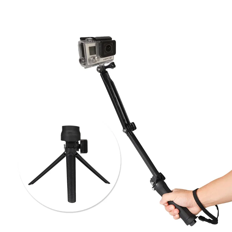 Go Pro 3-Way Hand Grip,Tripod Mono-pod Selfie Stick for Gopro 11 10 9 8 7 6 5 4 3 2 1 SJ4000 SJ7 Yi 4K DJI OSMO Action Camera