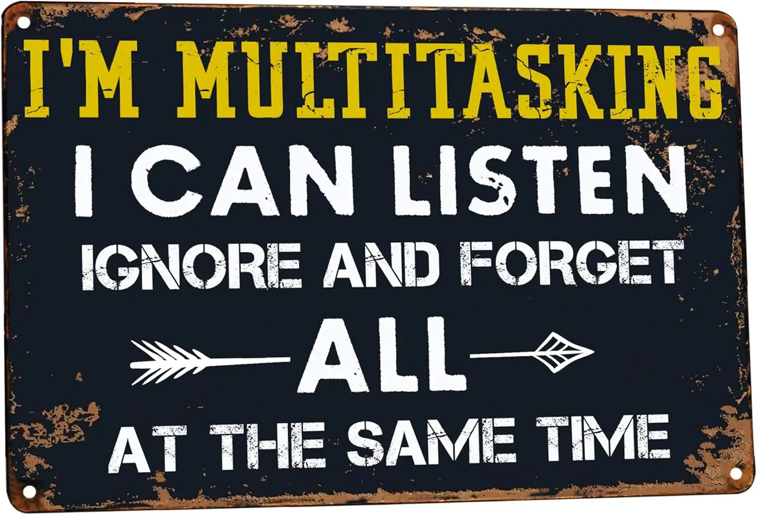 Decor 12'' x 8'' I'm Multitasking I Can Listen Funny Vintage Tin Signs For Home Wall, Backyard, Cafes, Bar, 1pc sign