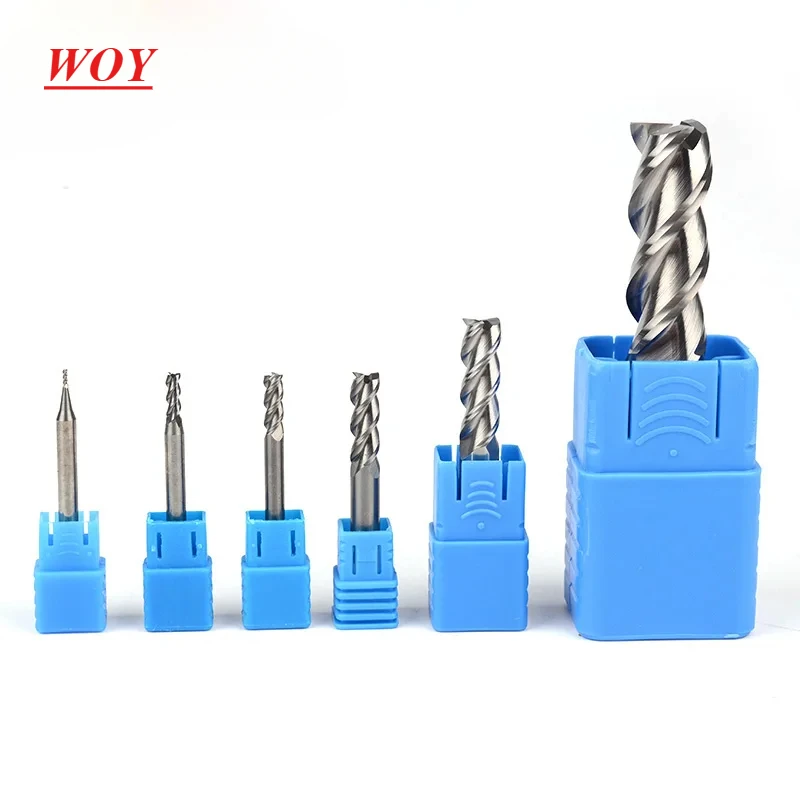 WOY HRC50 carbide end mill Tool by Aluminum CNC Maching 3 Blade Endmills Top Milling cutter Wood Milling Cutter