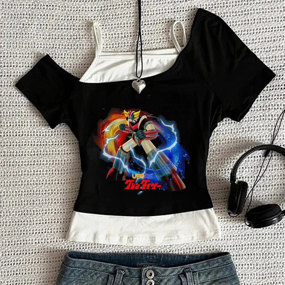 Goldorak crop top women meme vintage grunge alternative  top tees scene  party summer jojifuku gyaru