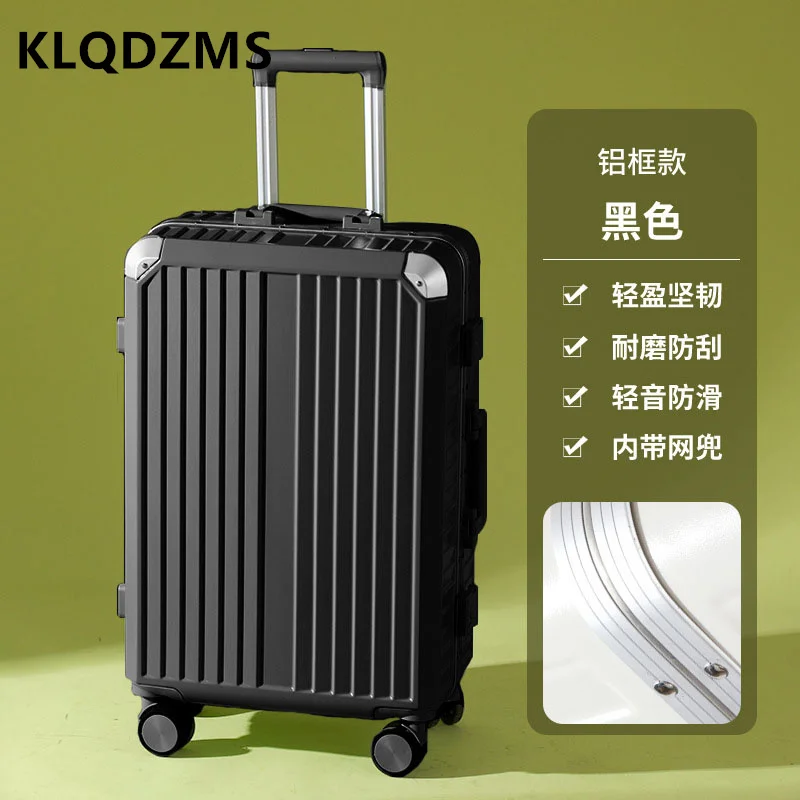 

KLQDZMS Cabin Luggage ABS + PC Boarding Box USB Charging Trolley Case 20"22"24"26"28 Inch Aluminum Frame Password Box Suitcase