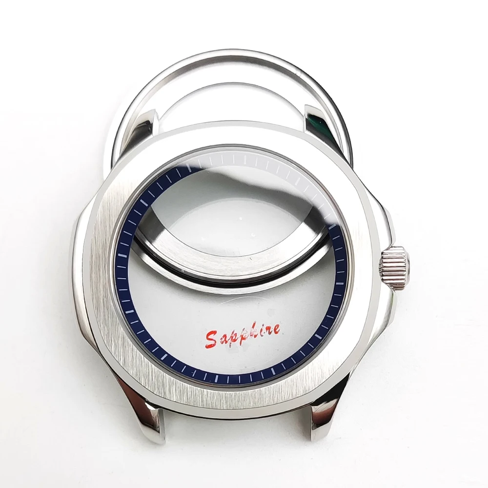 Модные аксессуары для часов NH35, серебряный корпус 42 мм, ремешок из нержавеющей стали, двойная пряжка-бабочка, подходит для механизма NH35/34.