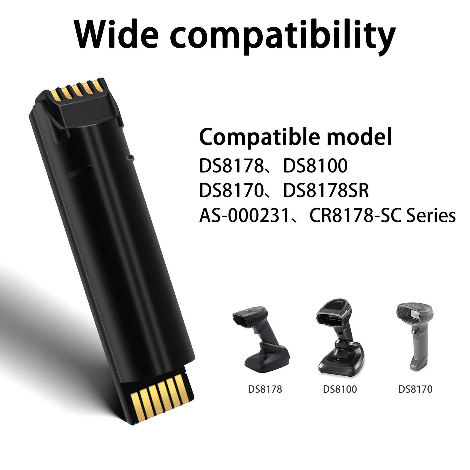 Reemplazo para lector de códigos de barras portátil Zebra DS8178/DS8100 Scanner Batería 2500mAh 3.6V BT-000341-01