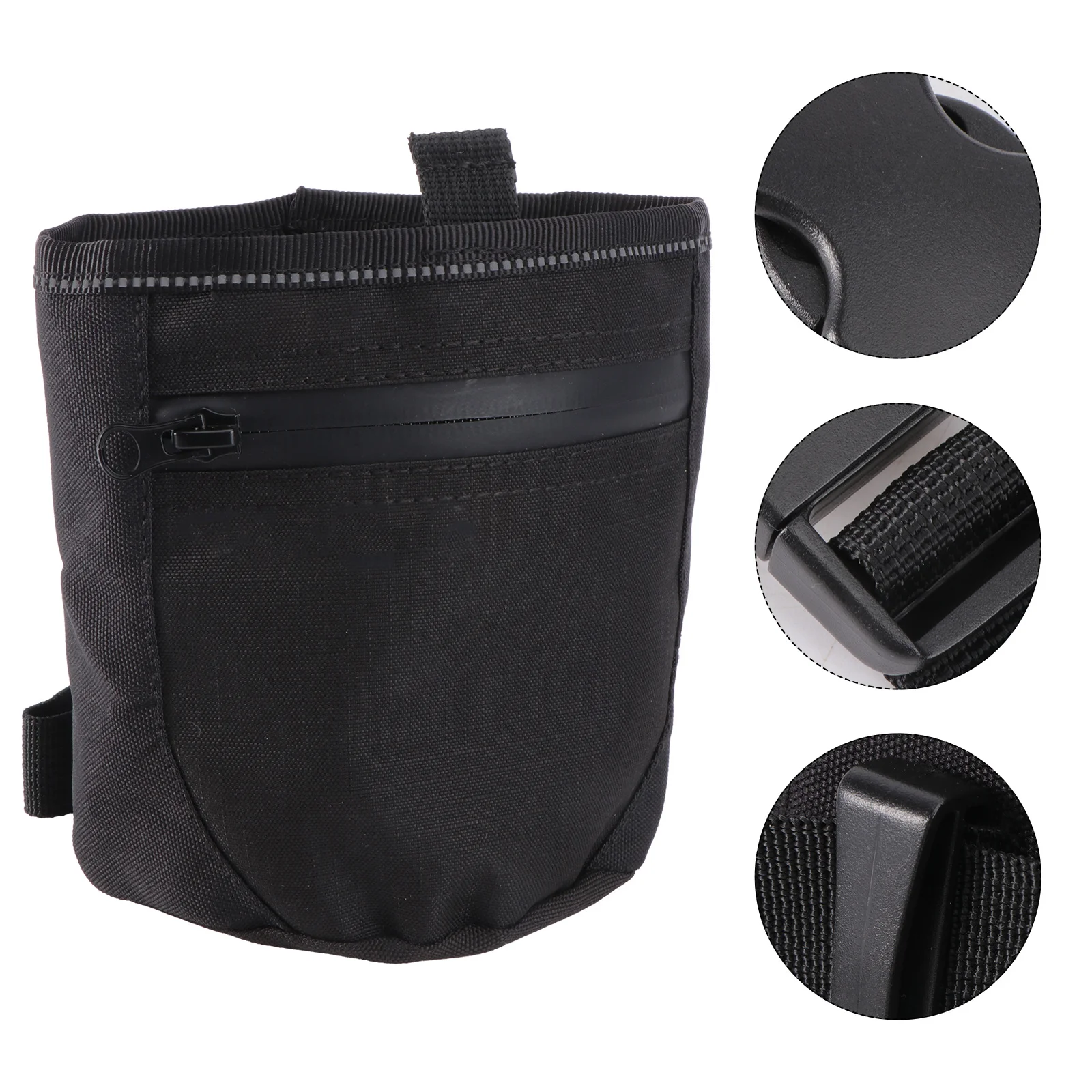 

Dog Treat Pouch Black Bag Hands Free Waist Belt Training Bag Quick Access Dog Food Carrying Pocket for Outdoor Use