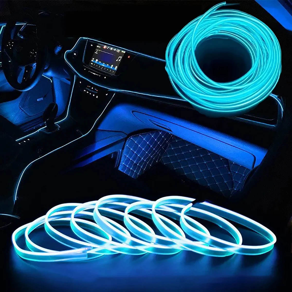 Car Interior Decorative Lamps 3M Strips Atmosphere Lamp Cold Light Decorative Dashboard Console Auto LED Ambient Lights Decorate