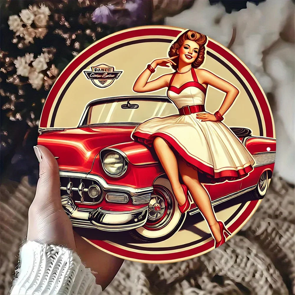 Round wooden signboard, suitable for wreaths, digital direct-printing art retro decorative signboard, 