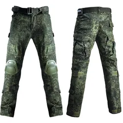 Tactical Pants Army Russian Camo Joggers Outdoor Ripstop Cargo Pant +pads Hiking Hunting Clothing Combat Streetwear Mens Pants