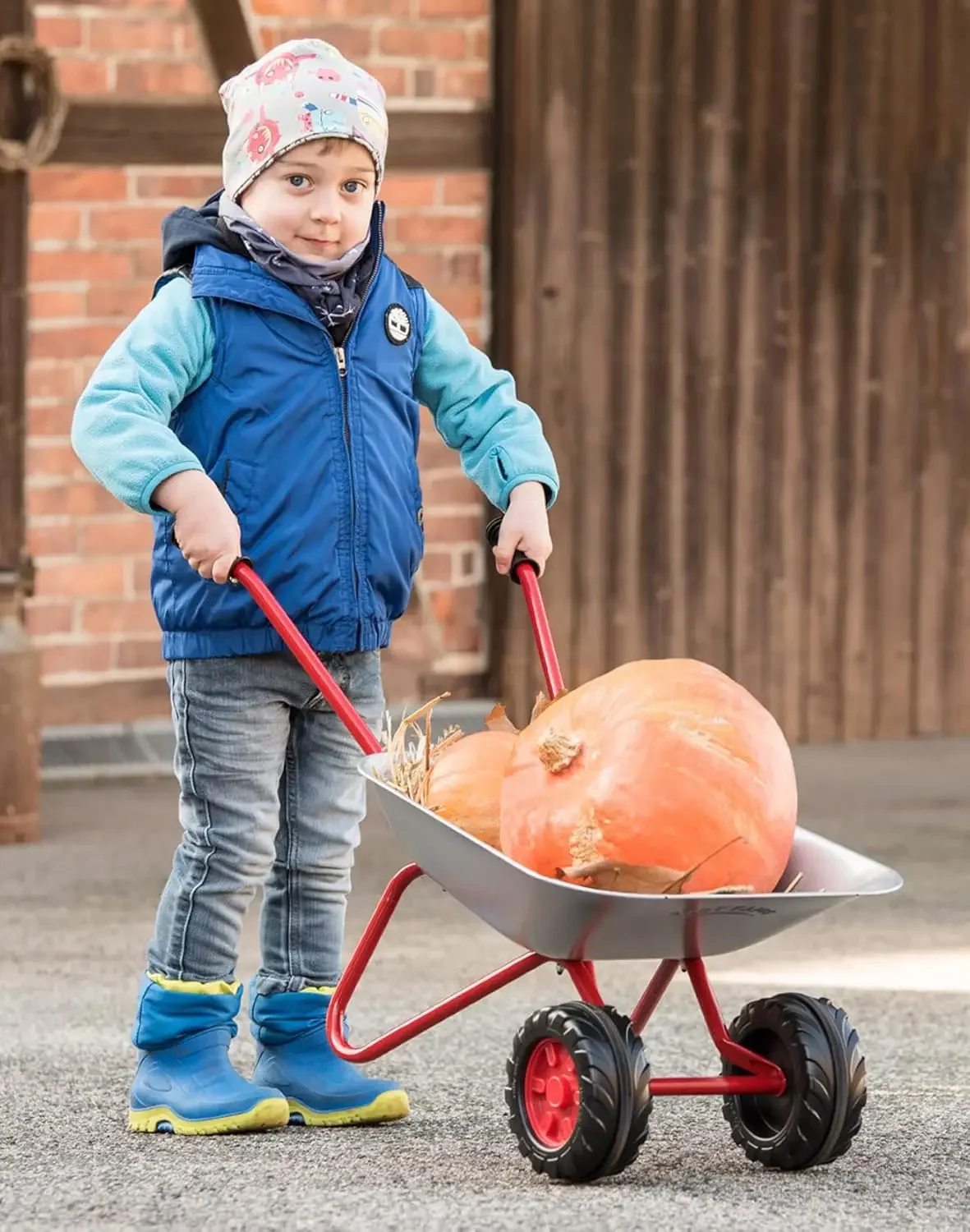 Toys Wheelbarrow with Double Wheel, Comfortable Handles, Holds up to 25 kg, Children Toy from 2 ½ Years, Metal, Silver