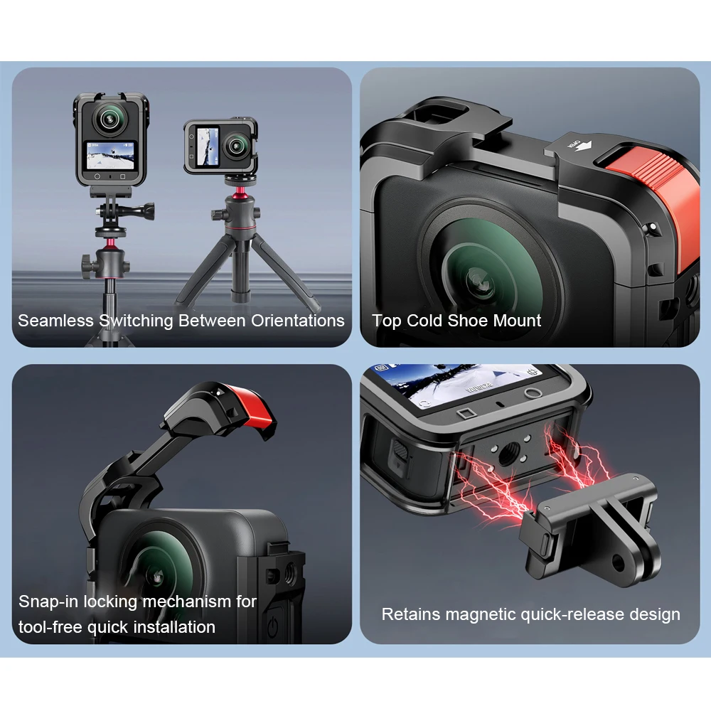 

Rabbit Cage Protective Case for DJI OSMO360,Multifunctional Metal Frame Expansion Adapter Mount with Lens Cover Camera Accessory