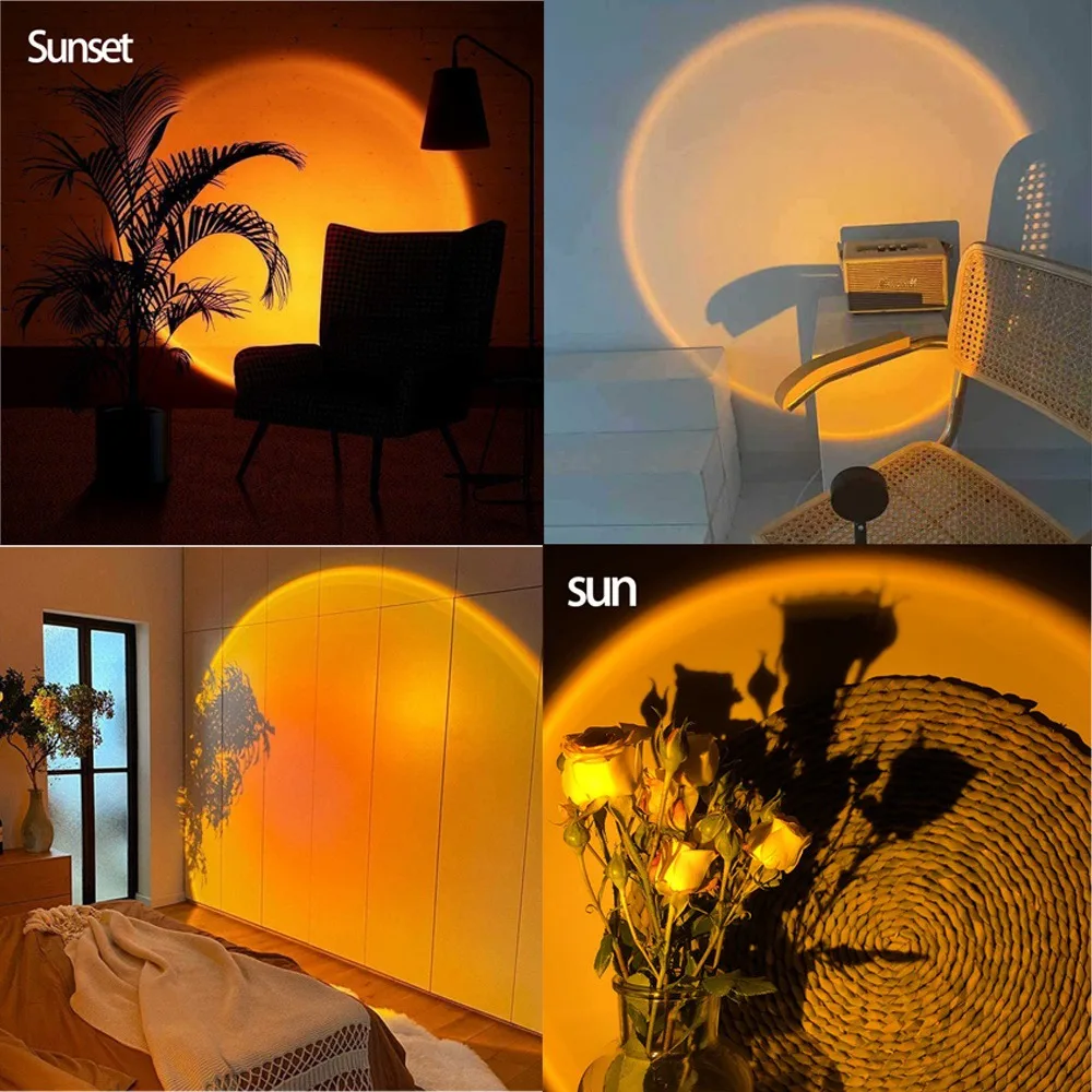 N10R-Projection Atmosphere LED Lamp Night Light,USB Projector 180 Degree Rotation Photography Lamps For Bedroom Studio