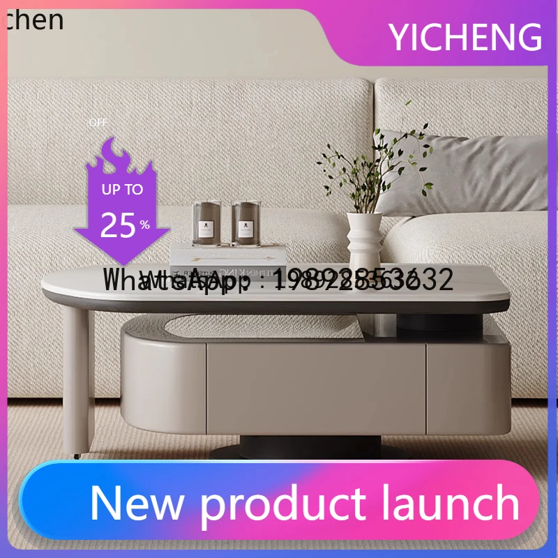 

X3 microcrystalline stone rotating coffee table living room home coffee table TV cabinet combination