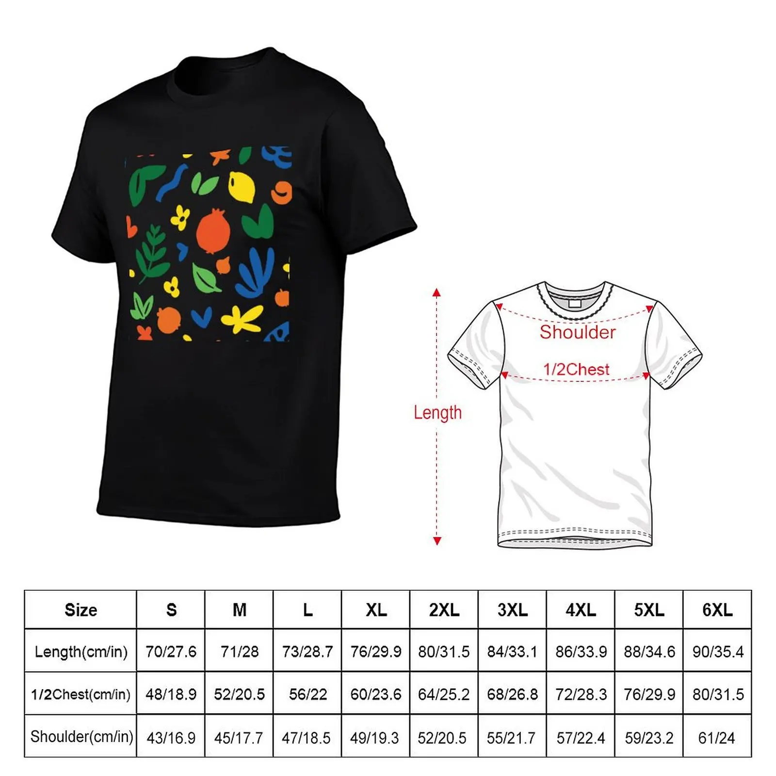 colourful and plant pattern fruit T-Shirt Breathable Travel T-Shirt