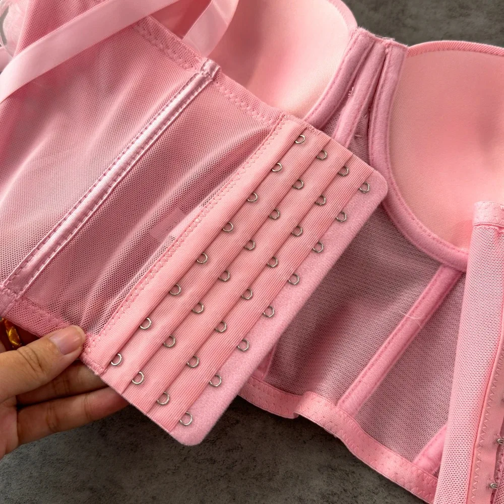 Women Elegant Chic Off Three-dimensional Flower crop Top Slim vintage Sexy tank Top Summer sweet Camis Corset Bustier