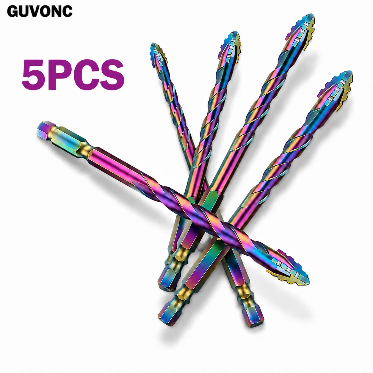 5pcs Multi Purpose Drill Bit Set 5/6/8/10/12mm Hex Shank Glass Tile Brick