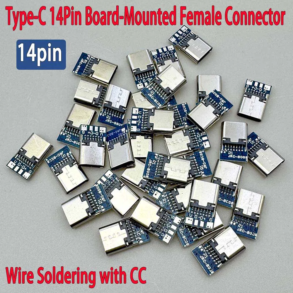 Usb 3.1 Type-C Connector 14/16pin Vrouwelijke Stopcontact 4pin Adapter Soldeerkabel 6 Soldeerverbinding Met Cc1 Cc2 Usb C Jack