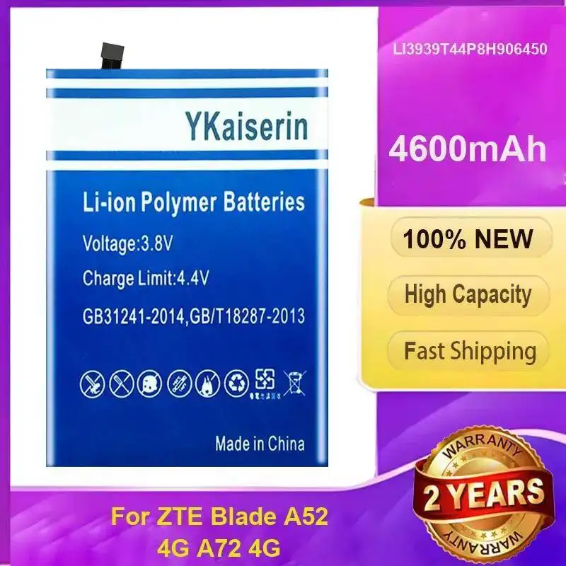 

LI3939T44P8H906450 Premium Replacement 4600Mah Mobile Phone Battery For Zte Blade A52 4G A72 Prolonged Performance
