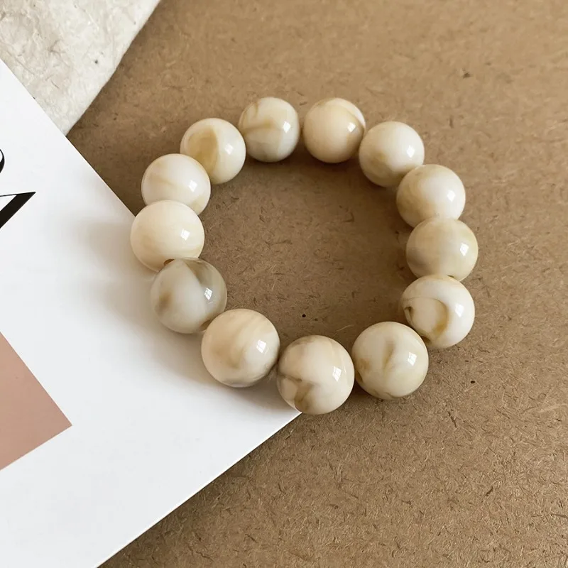 مينار لايت فاخر متعدد مزدوج اللون أكريليك مستدير هندسي لصق مطاطا أساور مكتنزة للنساء أساور بالجملة #4