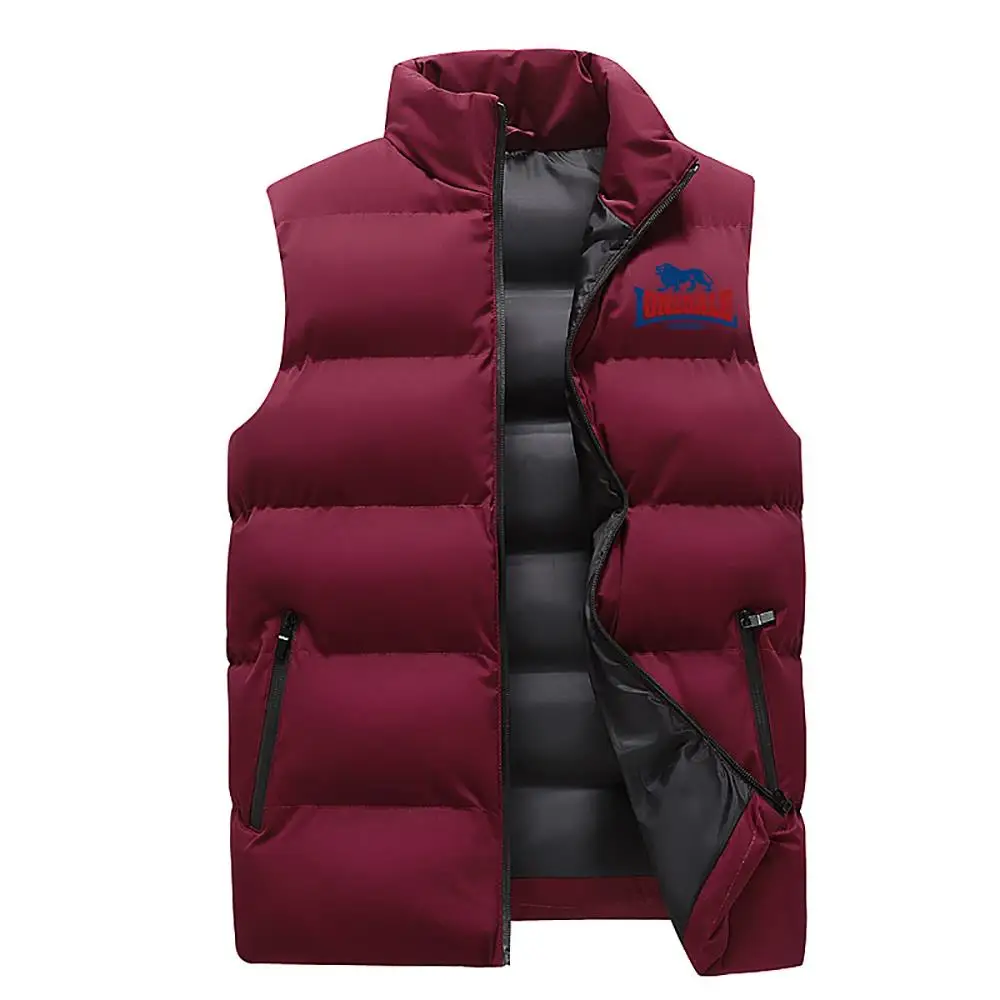 24Mens Vest Jacket Warm Sleeveless Jackets Winter Waterproof Zipper Coat Autumn Stand-up Collar Casual Waistcoat Brand Clothing