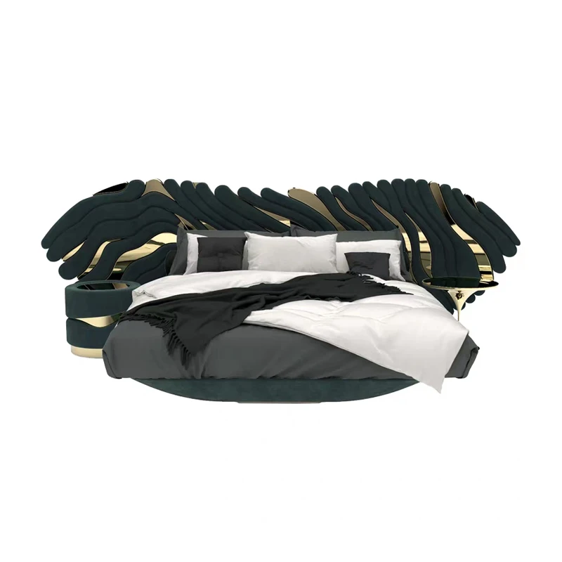 

Кровать в стиле высокой моды для виллы, большая плоская кровать для спальни, тканевая кровать, широкоформатная большая кровать, креативная кровать-бабочка