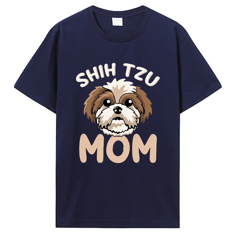 New Men's Shih Tzu Mom - Funny Cute Dog Owner Mommy Gift T Shirt Personalized Cotton Euro Size Basic Solid Fit TShirt Tees