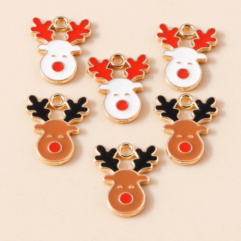 20 Stück 12x16mm Cartoon Tier Charms Emaille Weihnachten Hirsch Charms Anhänger für Schmuckherstellung Ohrringe Halsketten DIY Handwerk Versorgung – Detail 5