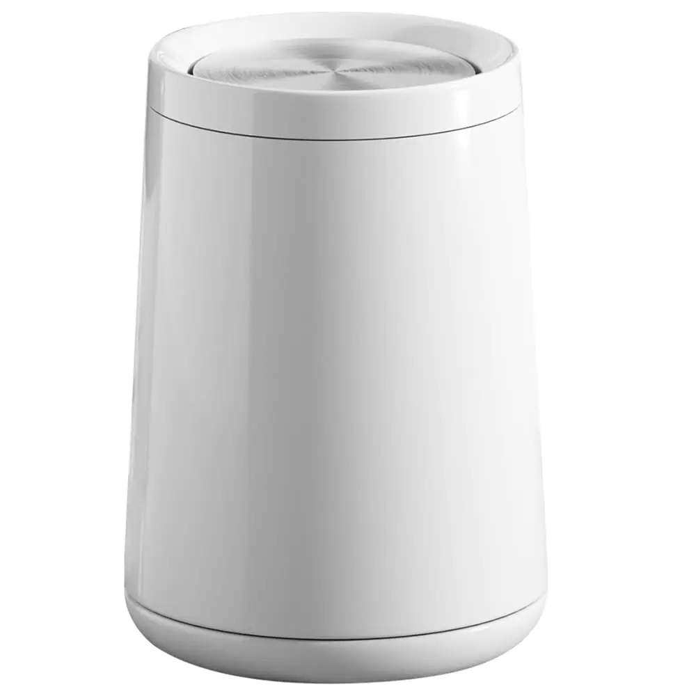 

10L Swing Lid Metal Trash Can for Bathroom, Living Room, Bedroom, Office - White