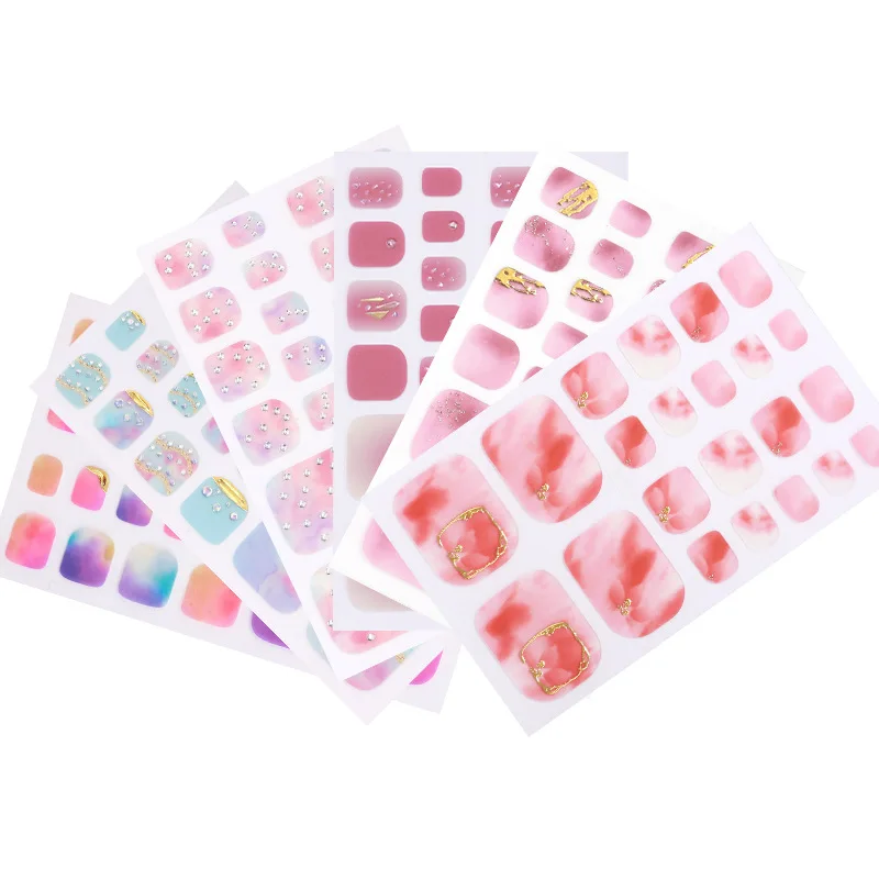 여름 새로운 발 스티커 유럽과 미국의 발톱 스티커 방수 3D 모조 다이아몬드 브론 징 네일 오일 필름 네일 스틱