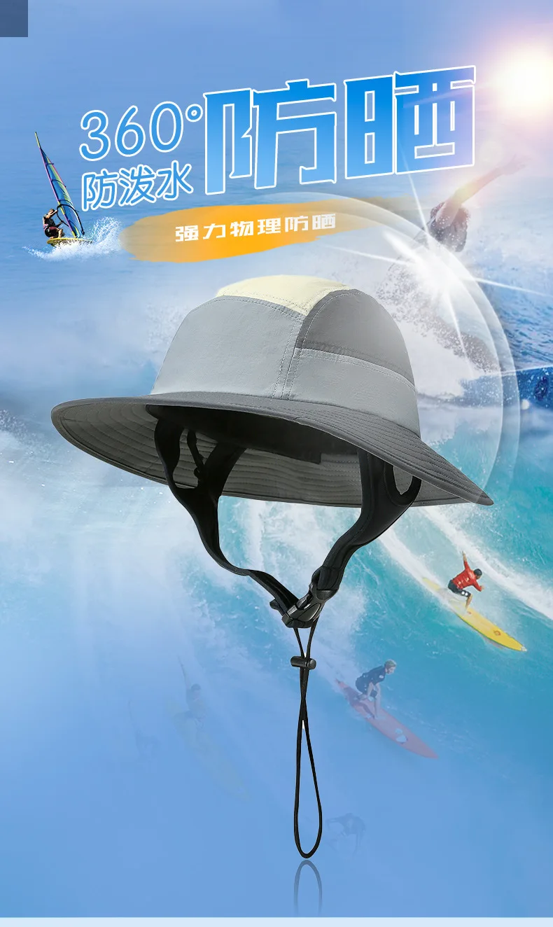 Bunte Surf mütze Sommer Sonnenschirm upf50 Mütze Männer Frauen Strand Spritz wasser Fischer hut Meer Sonnen hüte Golfhut – Detail 1