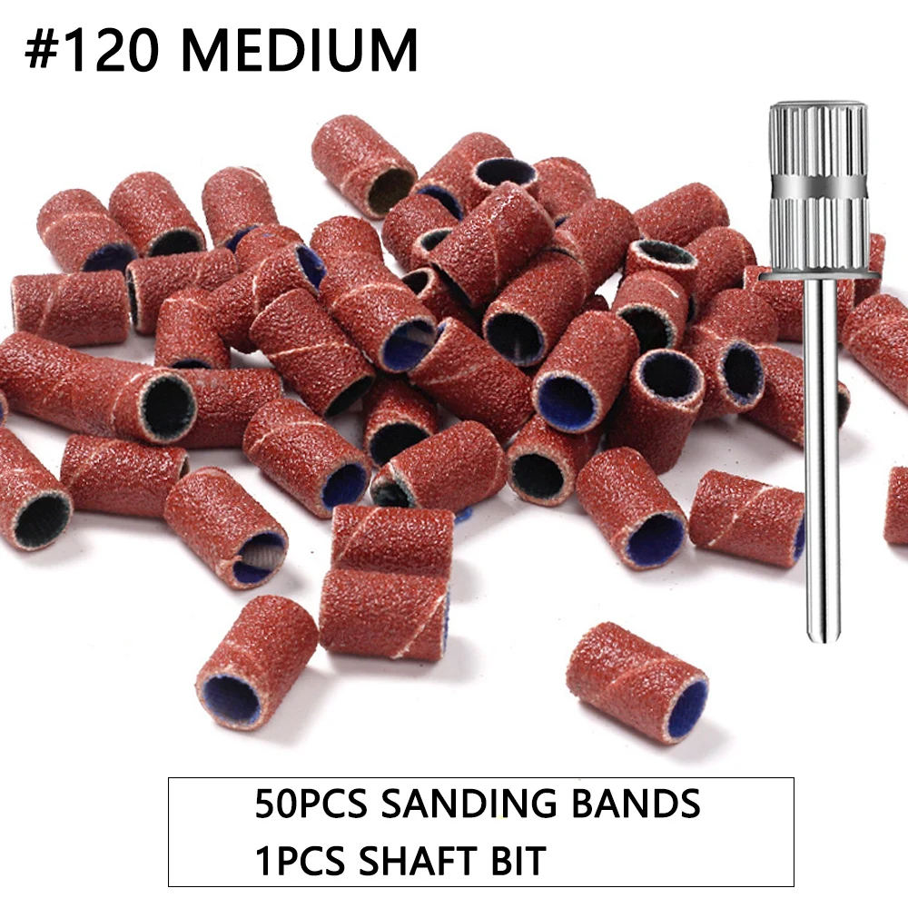 100 stks/50 stks Schuurkap Bands Voor Elektrische Manicure Machine 180 # /120 # /80 #   Grit nagelboor slijpbit vijlen pedicure gereedschapsset