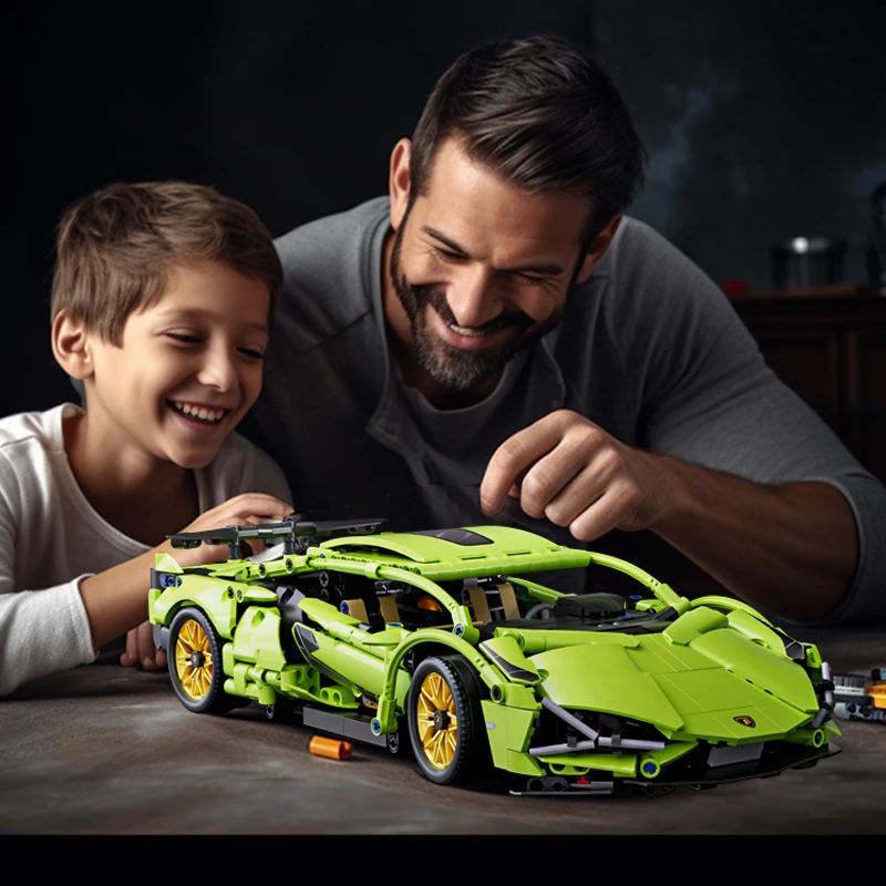

1:14 Sports Car Building Blocks Set MOC Famous Racing Model Kit Technical Bricks Kids STEM Assembly Toys Children's Gift