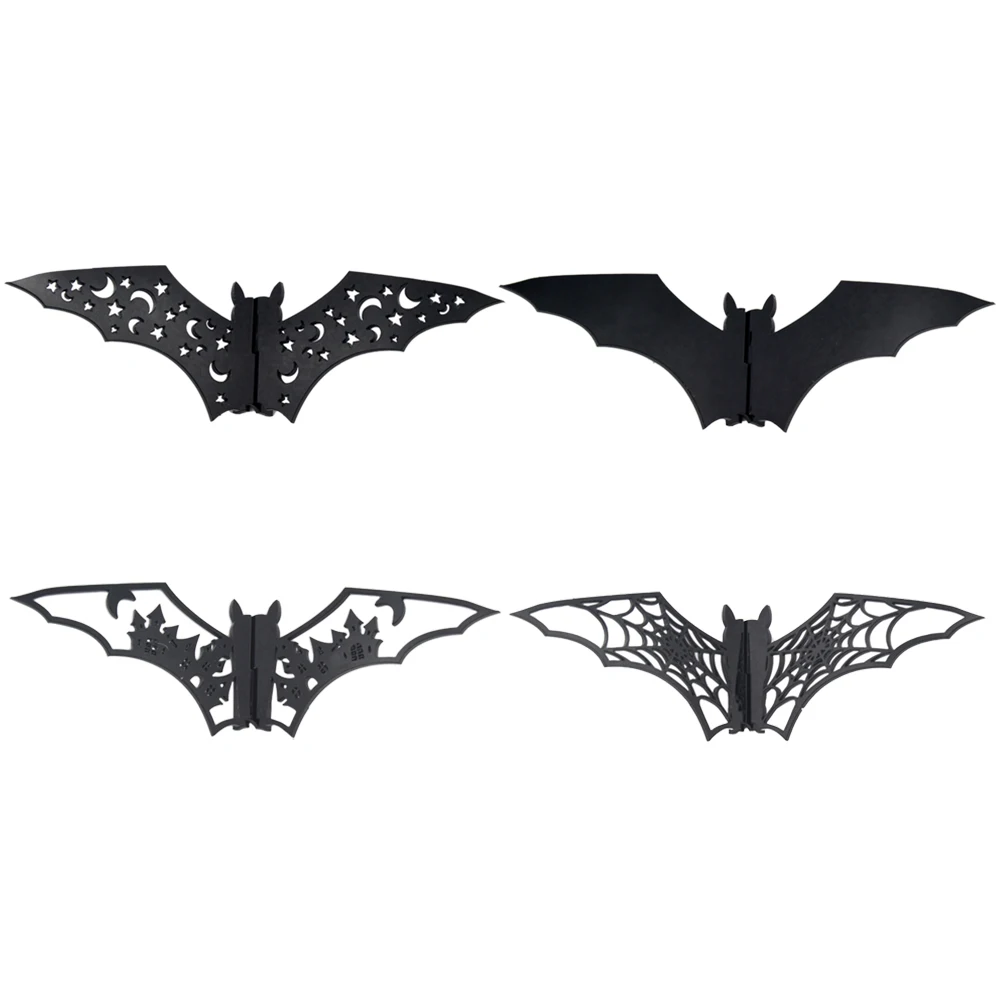

4Pcs Bat Black 3D Acrylic Mirror Bats Halloween Party Table Centerpiece Home Festive Table Centerpiece Bat Decor DIY