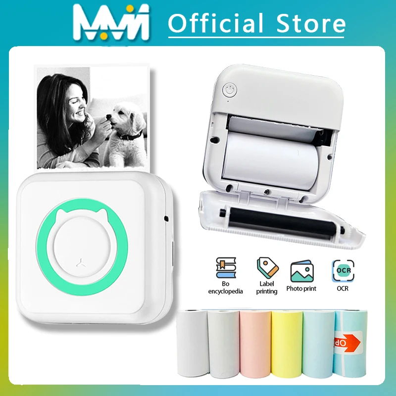 Portable Mini Thermal Printer Wirelessly BT 203dpi Photo Label Memo Wrong Question Printing With USB Cable Imprimante Portable